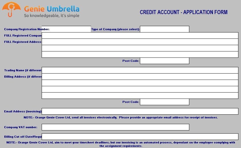 free credit application form 6