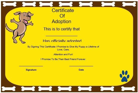 free dog adoption certificate template 10