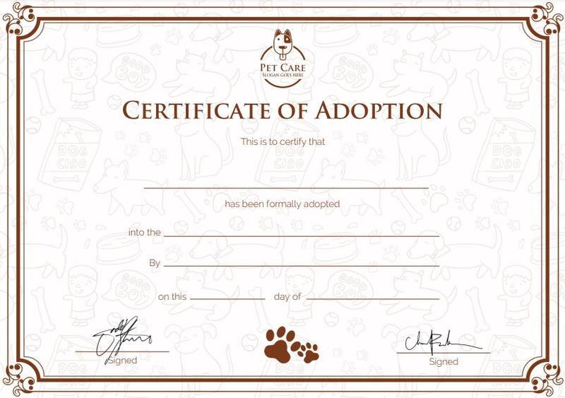 free dog adoption certificate template 9