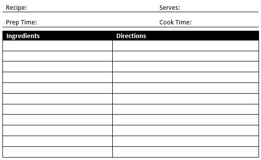 free recipe card template 2