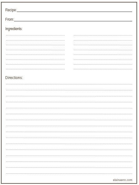 free recipe card template 8