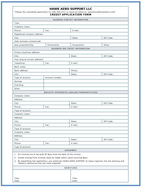 printable credit application form