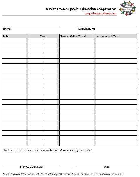 free phone log template 7