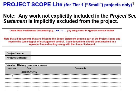 free project scope example 1