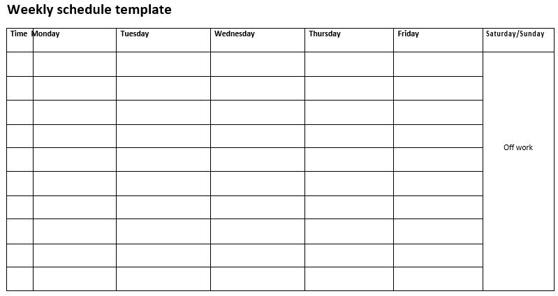 free weekly schedule template 4