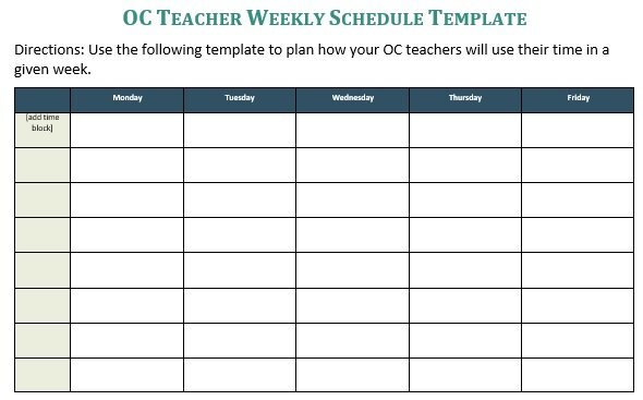 oc teacher weekly schedule template