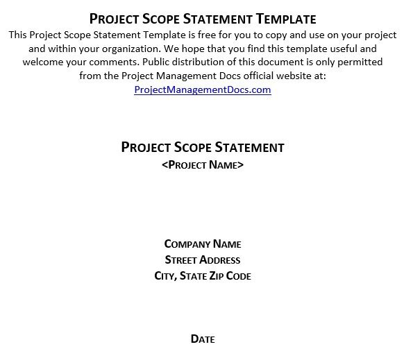 project scope statement template