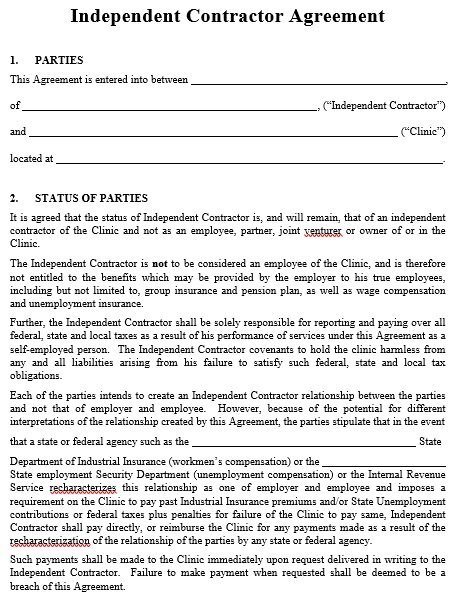free independent contractor agreement 11