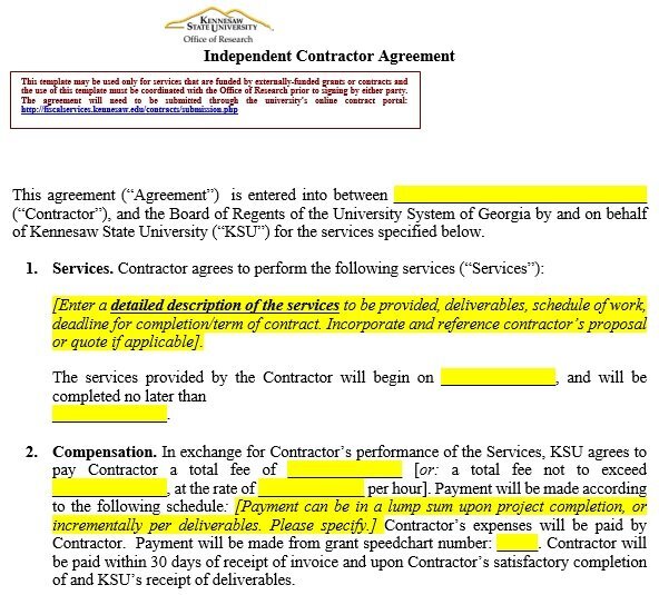 free independent contractor agreement 12
