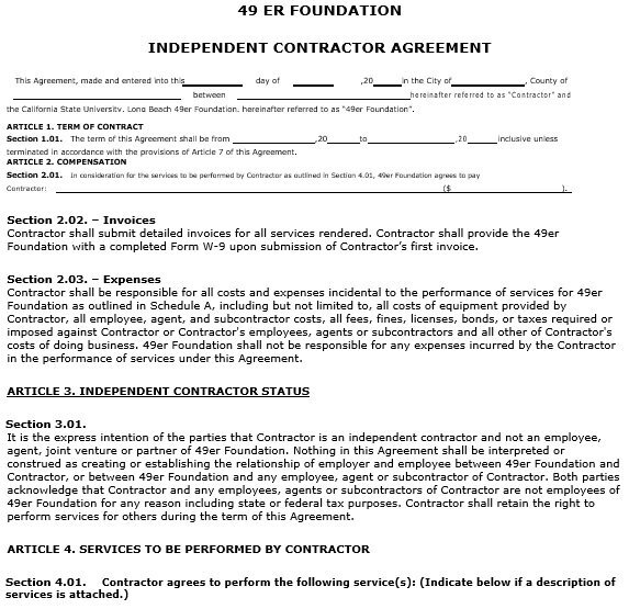 free independent contractor agreement 5