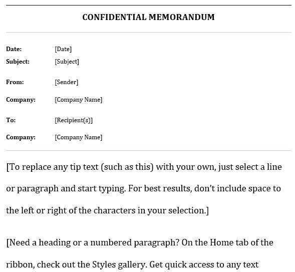 confidential memorandum template