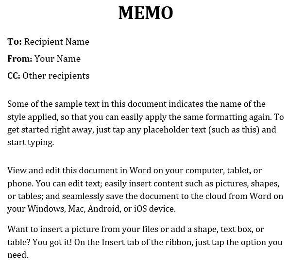 free memo template 3