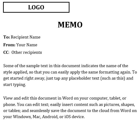 free memo template