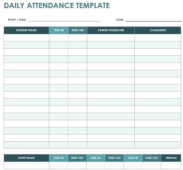 daily attendance template