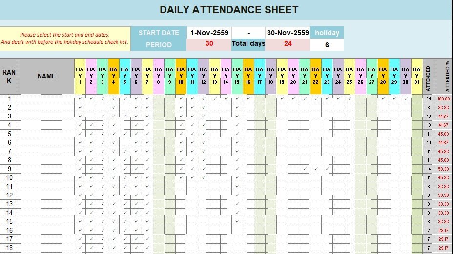 free attendance tracker template 1