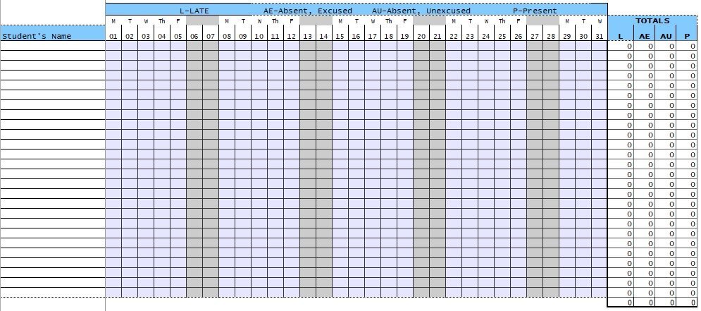 free attendance tracker template 4