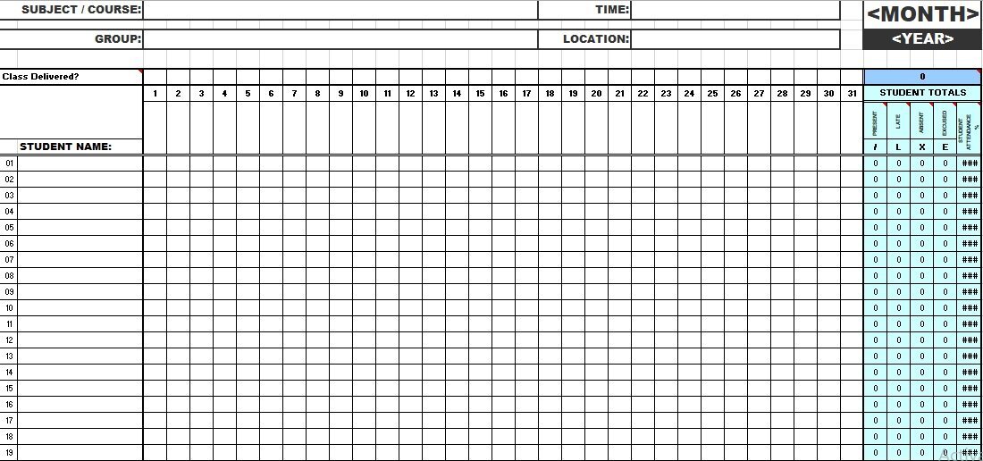 free attendance tracker template 6