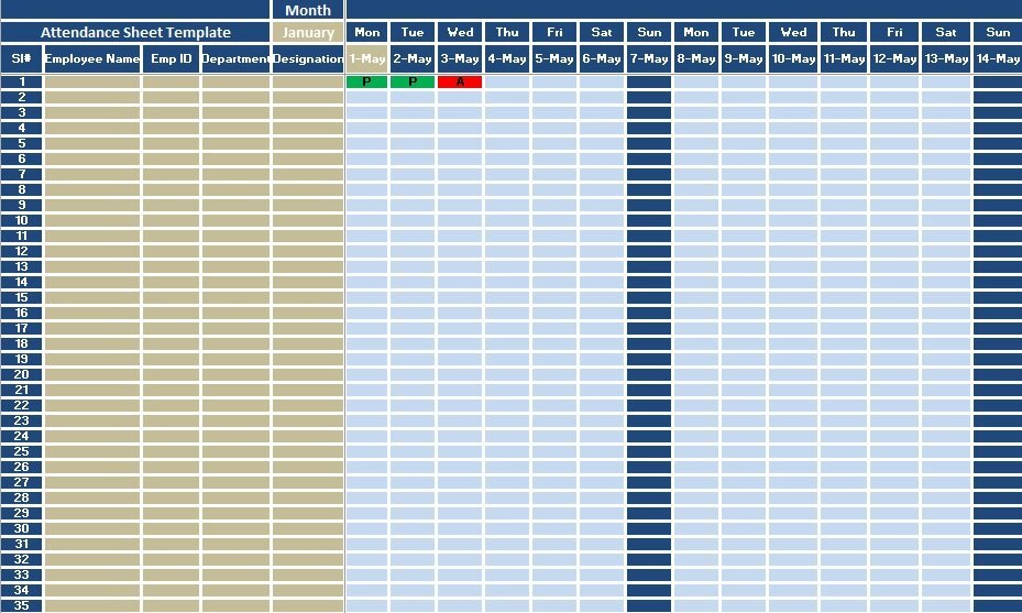 free attendance tracker template