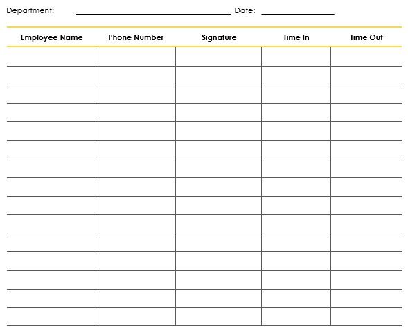 employee sign in sheet template
