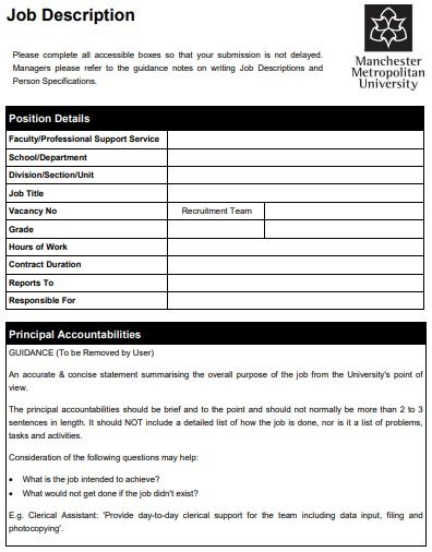 free job description template 3