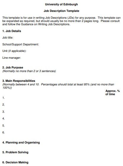 free job description template