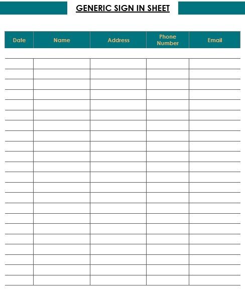 generic sign in sheet