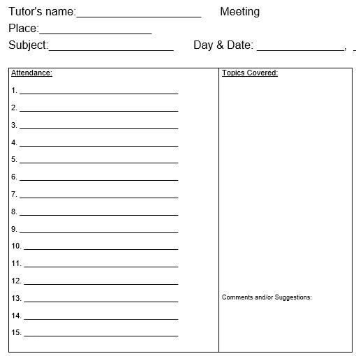 study group log sheet
