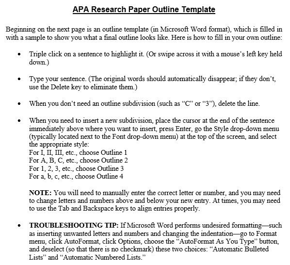 apa research paper outline template