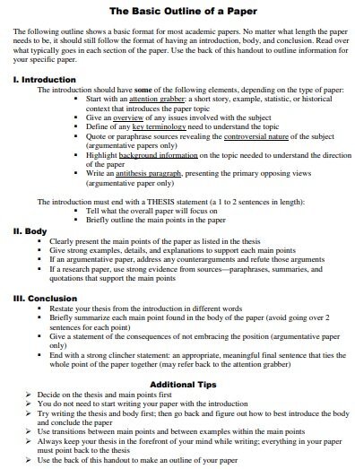 basic outline of a paper