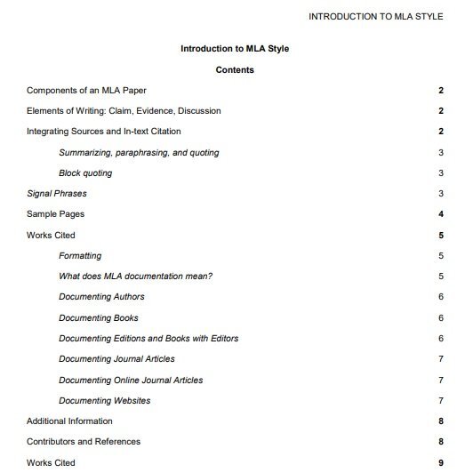 free mla format template