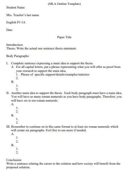 mla outline template