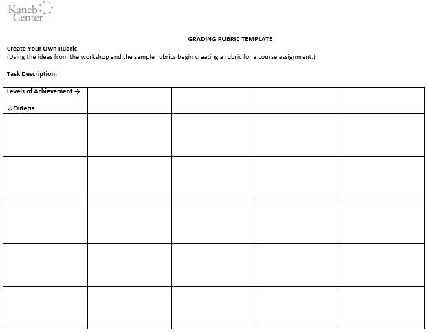 grading rubric template