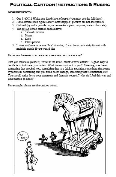 political cartoon instructions and rubric