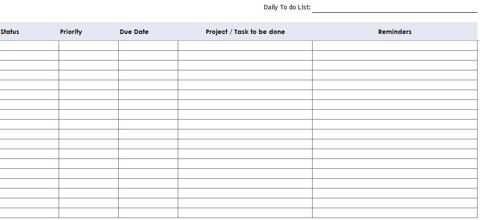 project to do list template
