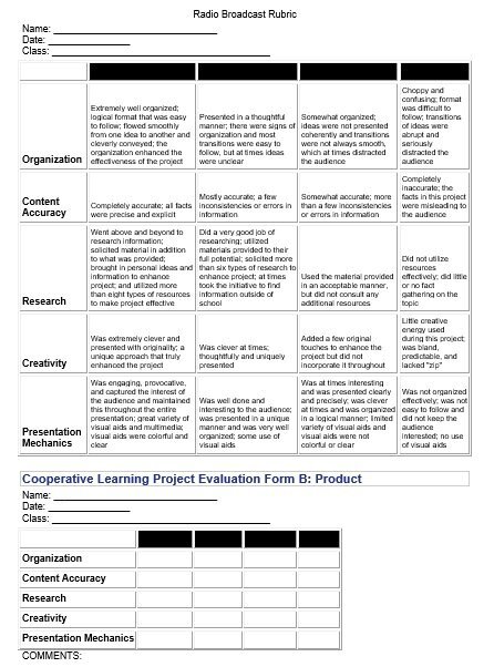 radio broadcast rubric template