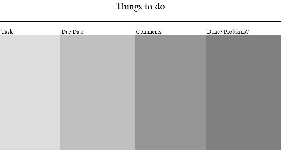 things to do list template