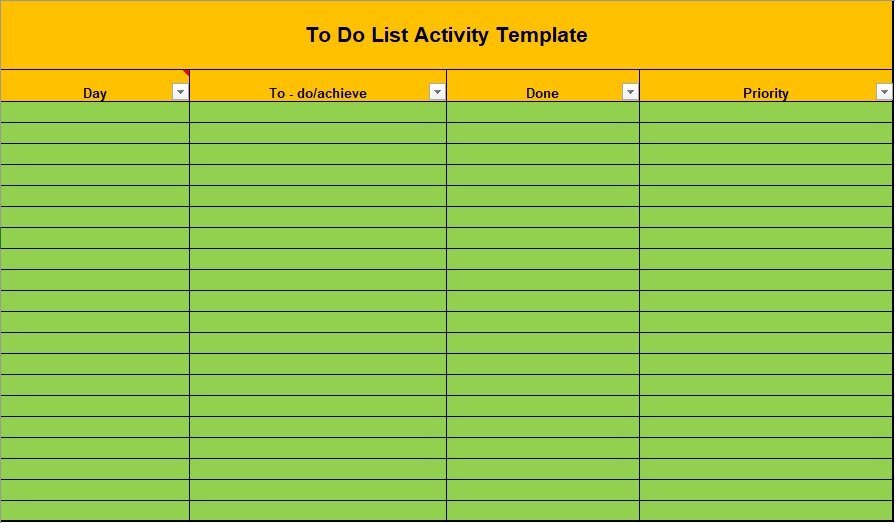 to do list activity template