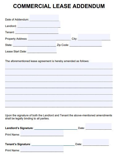 commercial lease agreement addendum