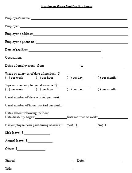 employee wage verification form