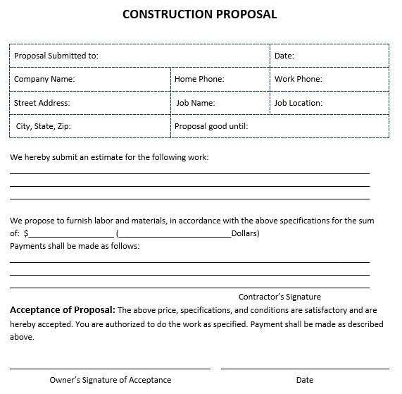 free construction proposal template