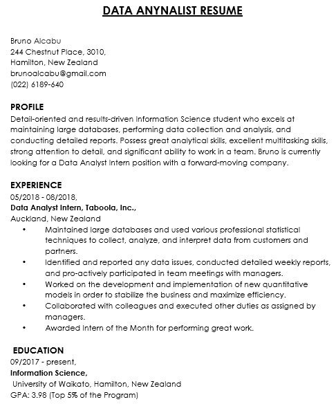 free data analyst resume template