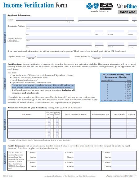 income verification form template