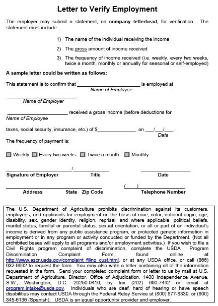letter to verify employment