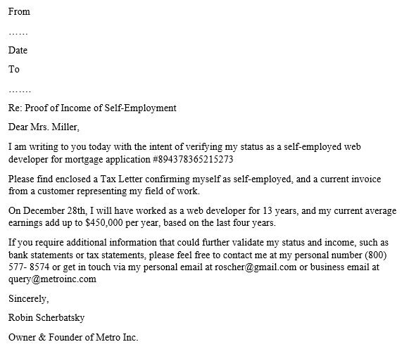 proof of income for self employment