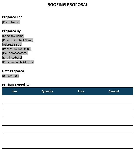 roofing proposal template