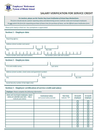 salary verification for service credit