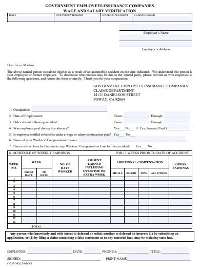 wage and salary verification form