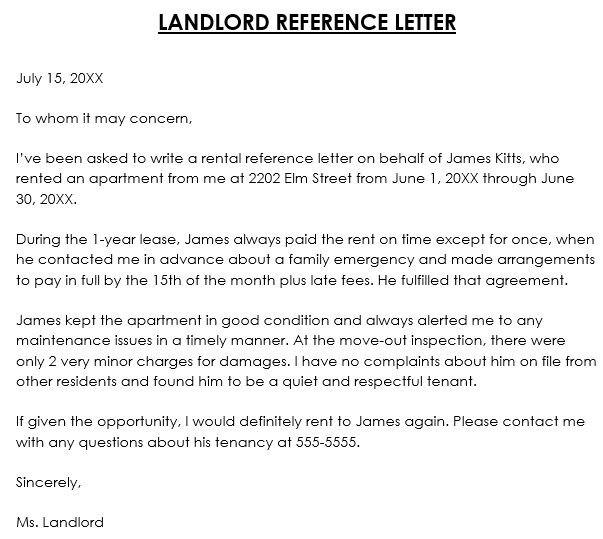 landlord reference letter request