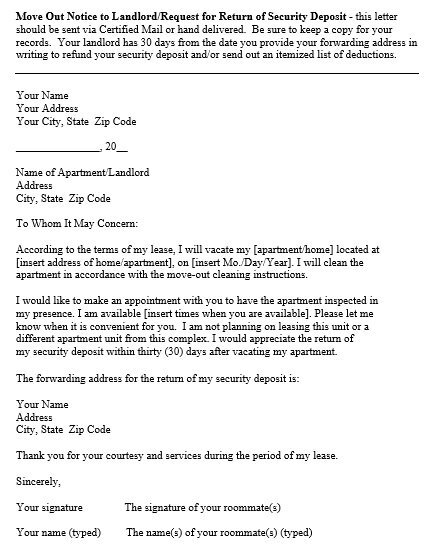 move out notice to landlord