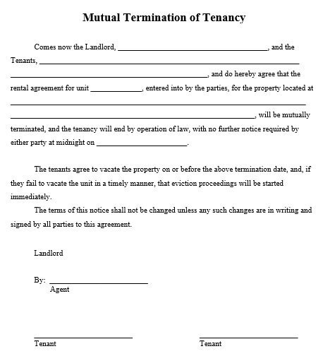 mutual termination of tenancy